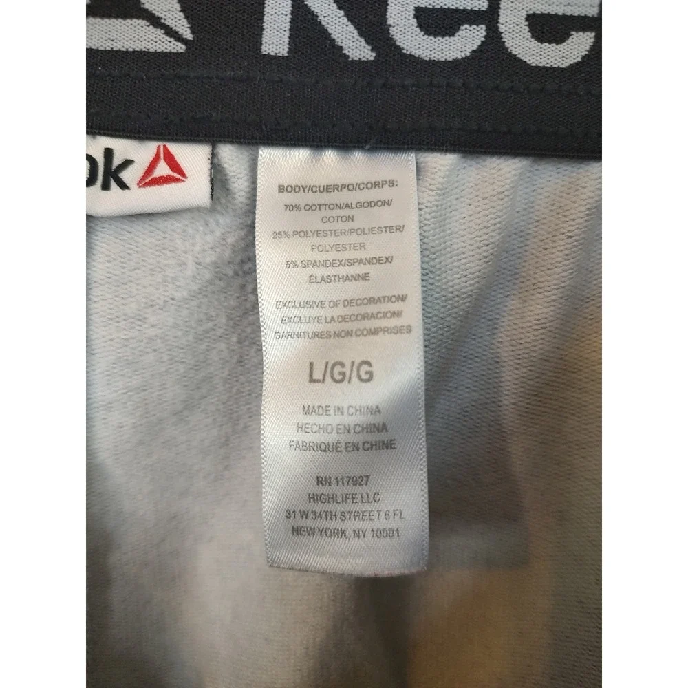 Reebok Mens Heather Gray Fleece Sweatpants Zipper Pockets Large L Drawstring‎